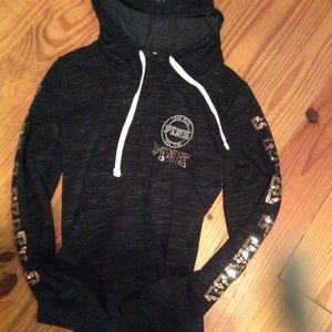 VS Pink Quarter Zip Bling Hoodie M